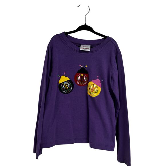 Hanna Andersson Purple Multi Color Lady Bug Print Long Sleeve Top Girls 8 - Picture 1 of 6